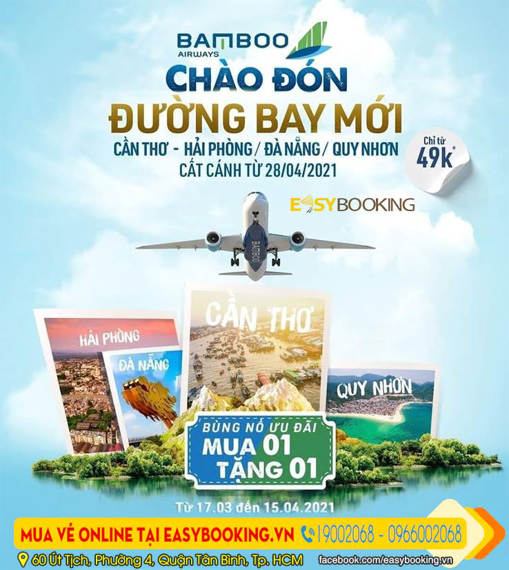 Chỉ từ 49k đường bay mới Cần Thơ đi Hải Phòng-Đà Nẵng-Quy Nhơn từ 04-2021 | Bamboo Airways
