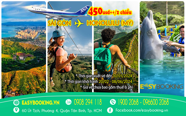 Vé máy bay đi Honolulu Mỹ giá từ 450usd khứ hồi 01-2024 | All Nippon - United Airlines