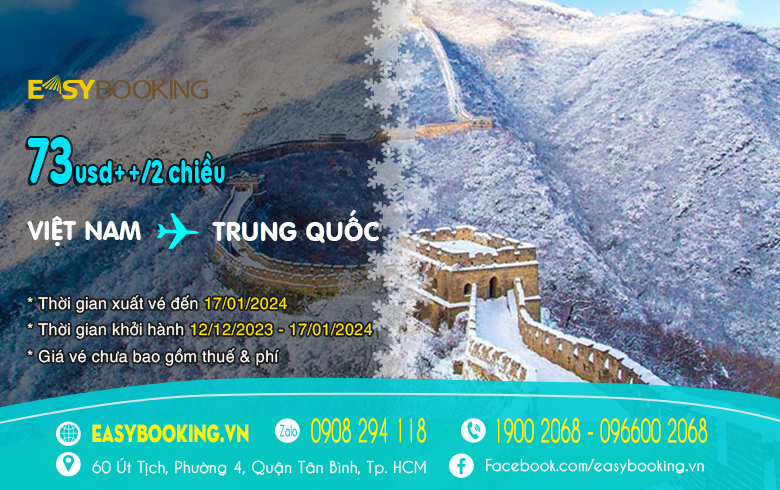 Vé máy bay giá rẻ Việt Nam đi Trung Quốc chỉ từ 73usd khứ hồi | China Southern Airlines