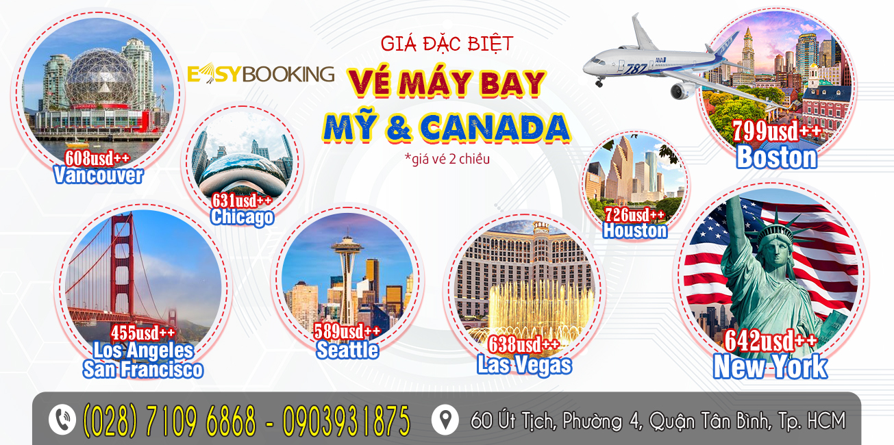 Giá đặc biệt 2025 vé máy bay đi Mỹ - Canada từ 376usd - All Nippon Airways - United Airlines - Gia Huy - Easybooking