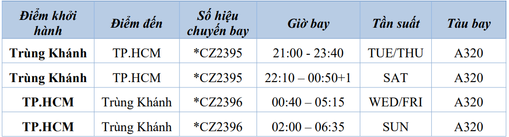lich bay sai gon trung khanh 2026