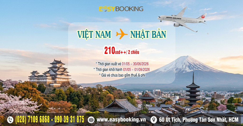Săn vé đi Nhật giá cực rẻ chỉ 270 USD khứ hồi - Japan Airlines gia huy - easybooking