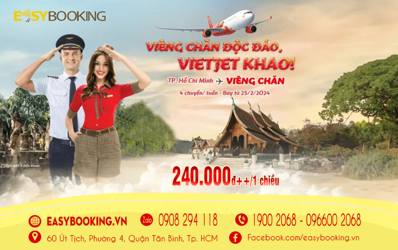 Siêu Ưu đãi vé máy bay Sài Gòn đi Viêng Chăn giá chỉ từ 240k | Vietjet Air