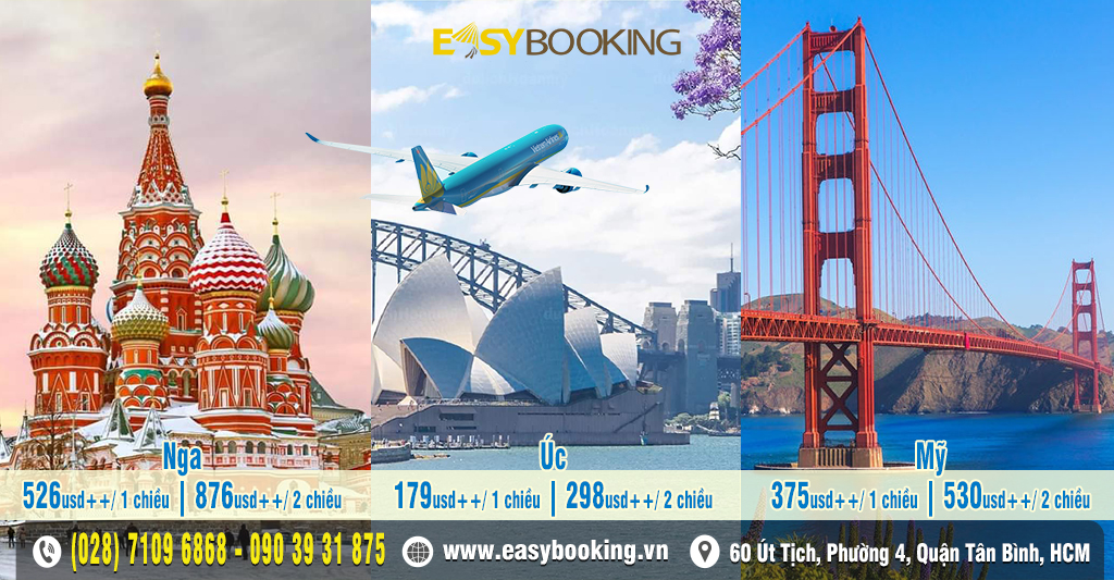 Bay Úc - Mỹ - Nga giá thấp nhất tháng 06-2025 - Vietnam Airlines Gia Huy Easybooking.vn