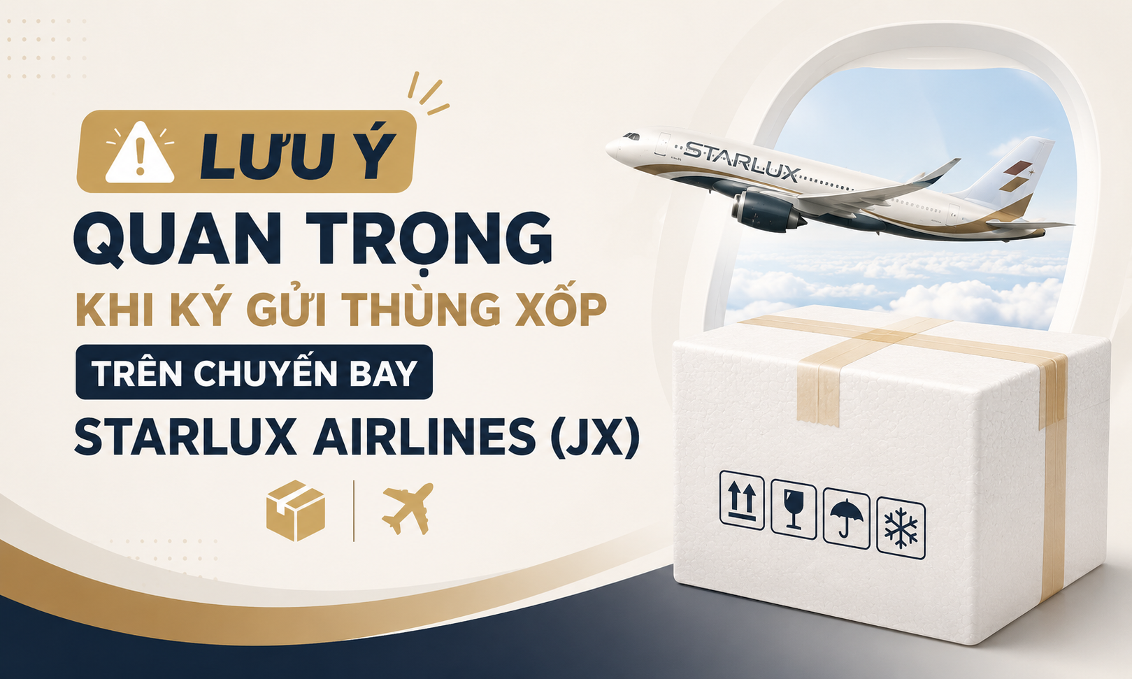 LƯU Ý QUAN TRỌNG KHI KÝ GỬI THÙNG XỐP TRÊN CHUYẾN BAY STARLUX AIRLINES (JX) 📦✈️