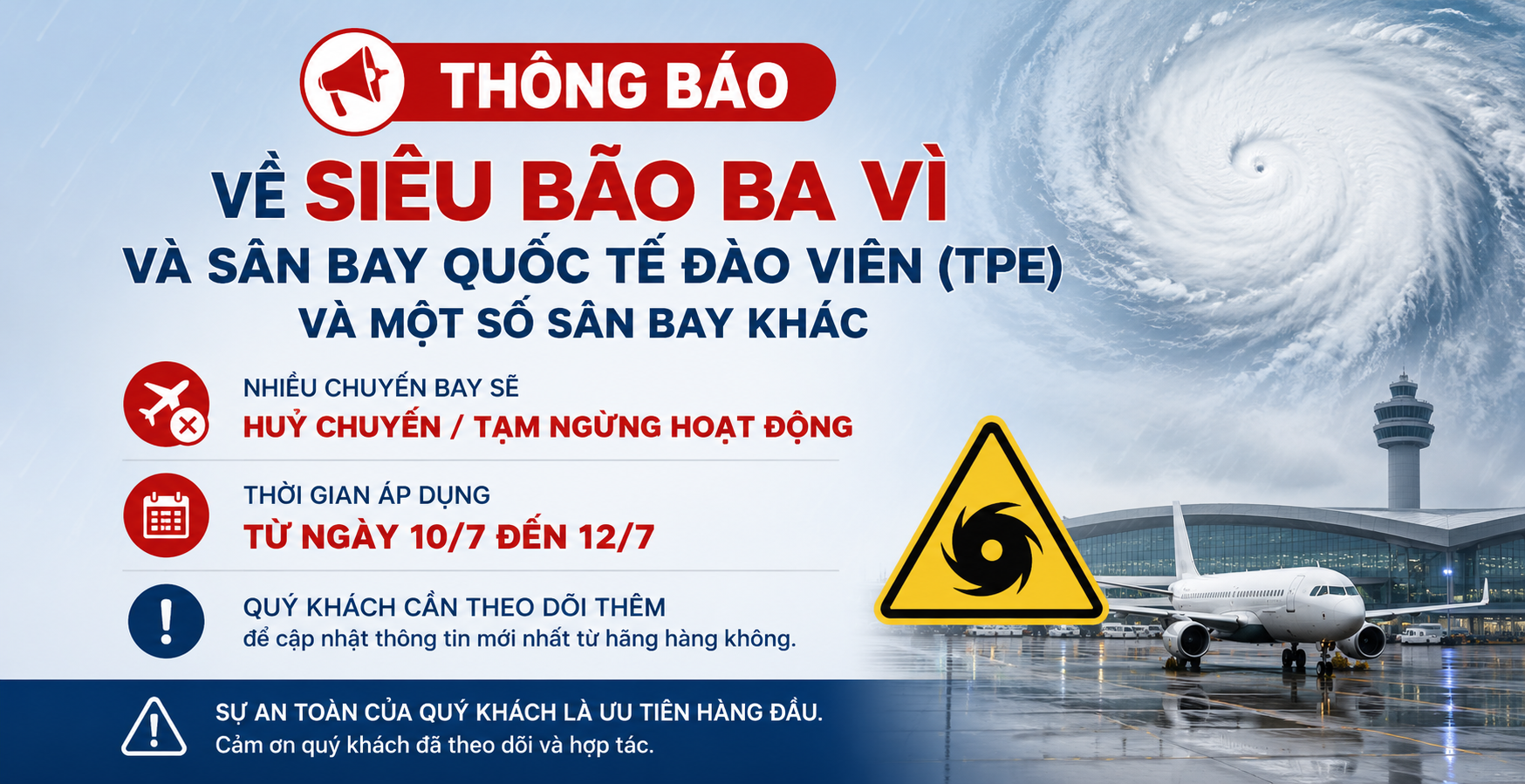 📢 CẬP NHẬT THÔNG TIN KHAI THÁC SÂN BAY TPE (ĐÀI BẮC)