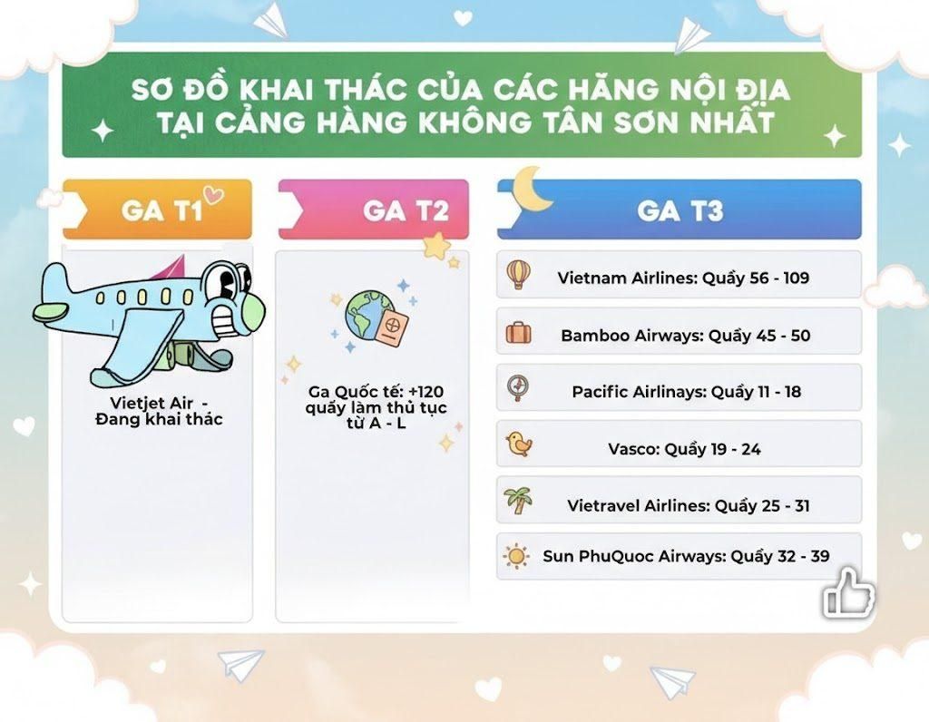 THÔNG TIN KHAI THÁC CHUYẾN BAY QUỐC NỘI TẠI SÂN BAY TÂN SƠN NHẤT 
