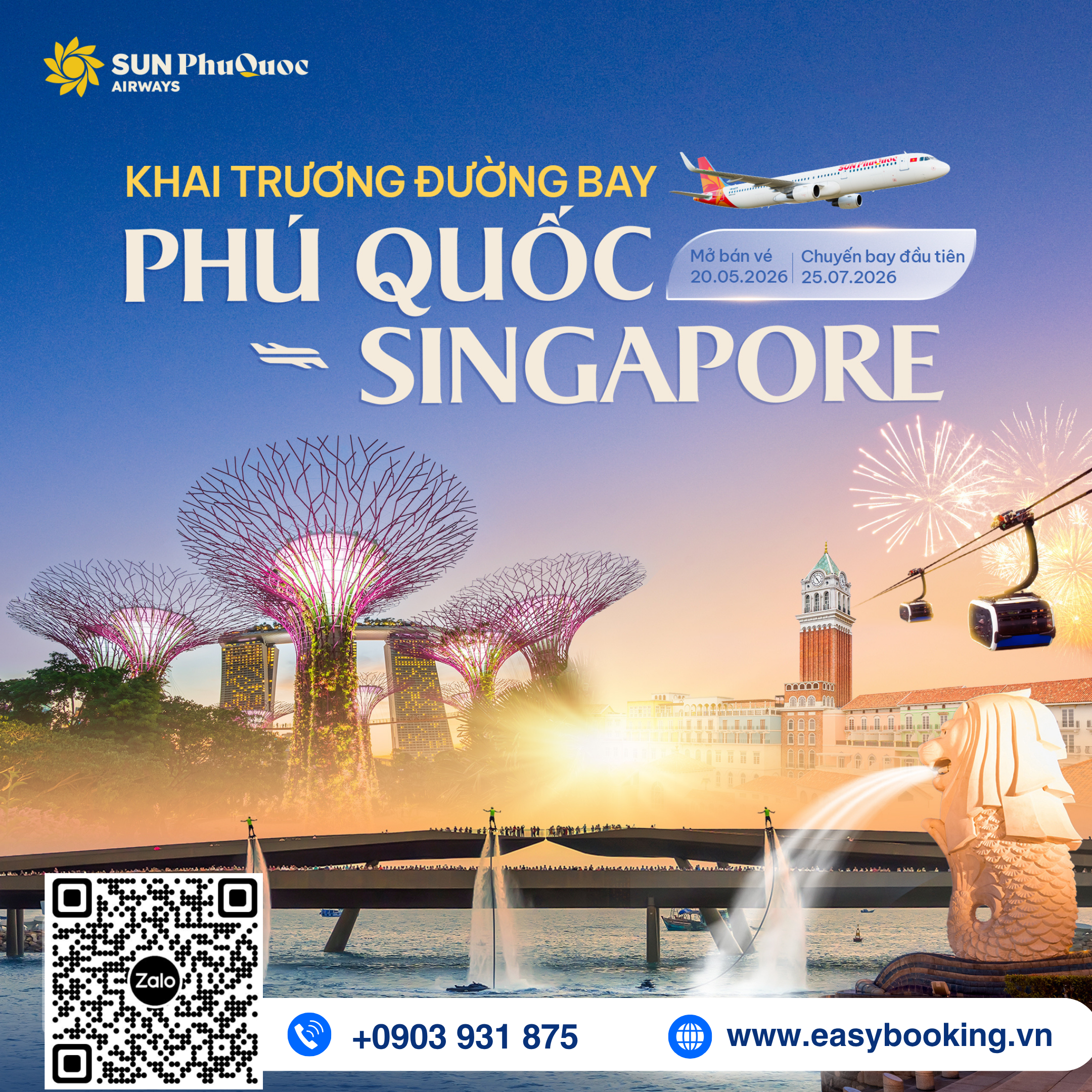 CHÍNH THỨC MỞ ĐƯỜNG BAY THẲNG PHÚ QUỐC ⇄ SINGAPORE CÙNG SUN PHUQUOC AIRWAYS