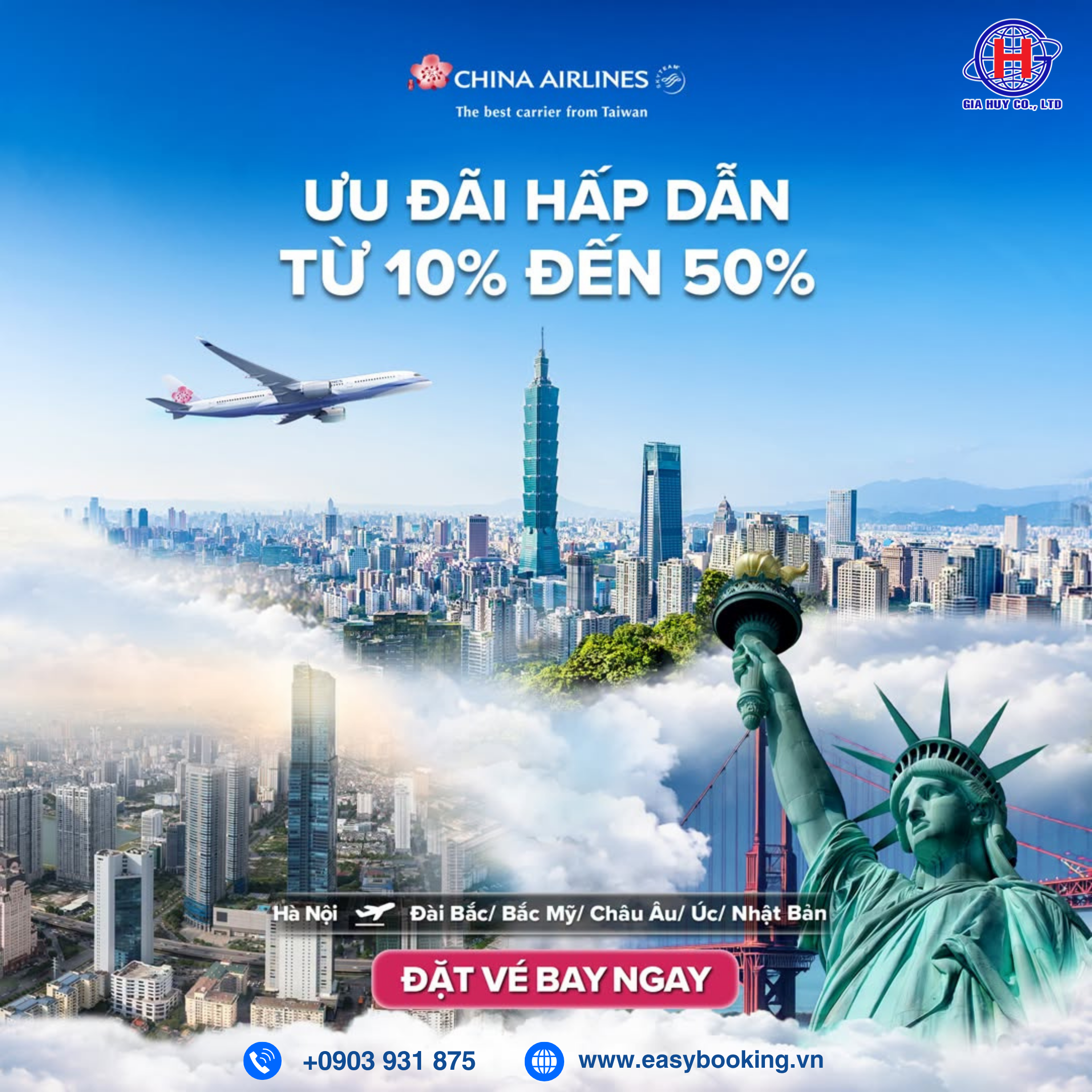  BAY KHẮP MUÔN NƠI – ƯU ĐÃI GIẢM ĐẾN 50% CÙNG CHINA AIRLINES 