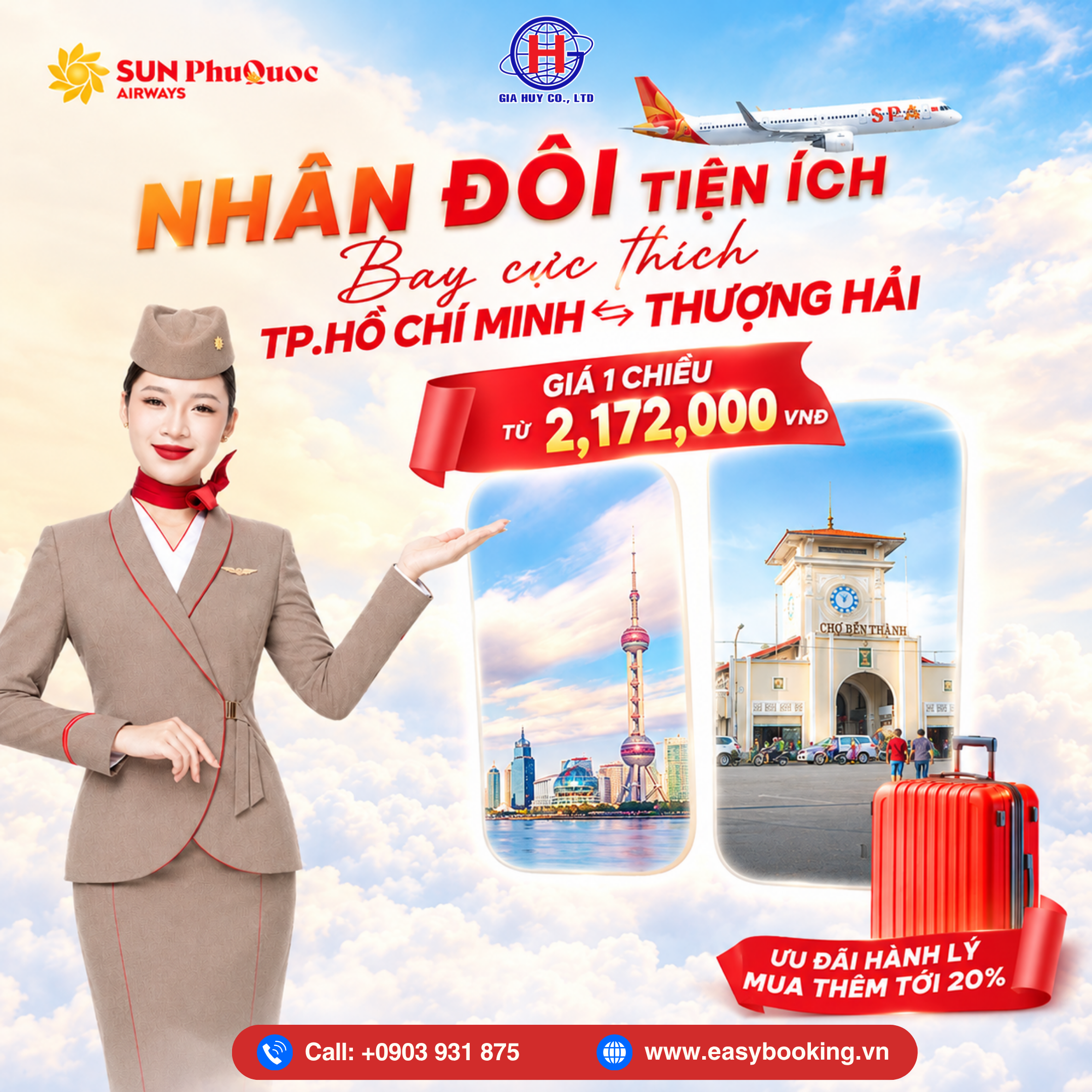 TP. HỒ CHÍ MINH ⇄ THƯỢNG HẢI – GIÁ ƯU ĐÃI CÙNG SUN PHUQUOC AIRWAYS 🇨🇳