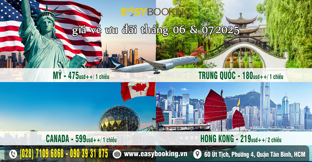 Giảm sâu vé  đi Mỹ - Canada - Trung Quốc từ 180usd - Cathay Pacific