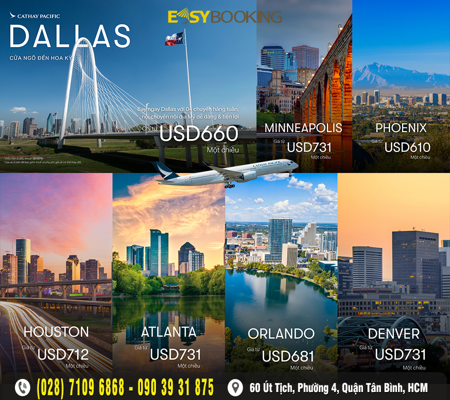 Tiết kiệm tối đa vé 1 chiều đi Mỹ Hè này từ 660usd - Cathay Pacific
