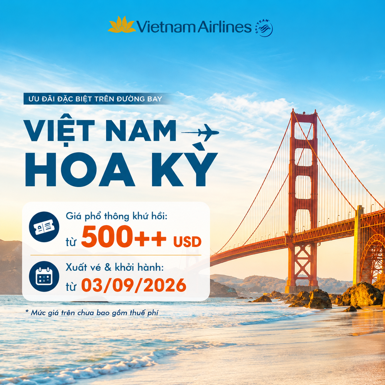 ĐIỀU CHỈNH GIÁ MÙA – BAY TỪ VIỆT NAM ĐI NỘI ĐỊA MỸ 🇺🇸