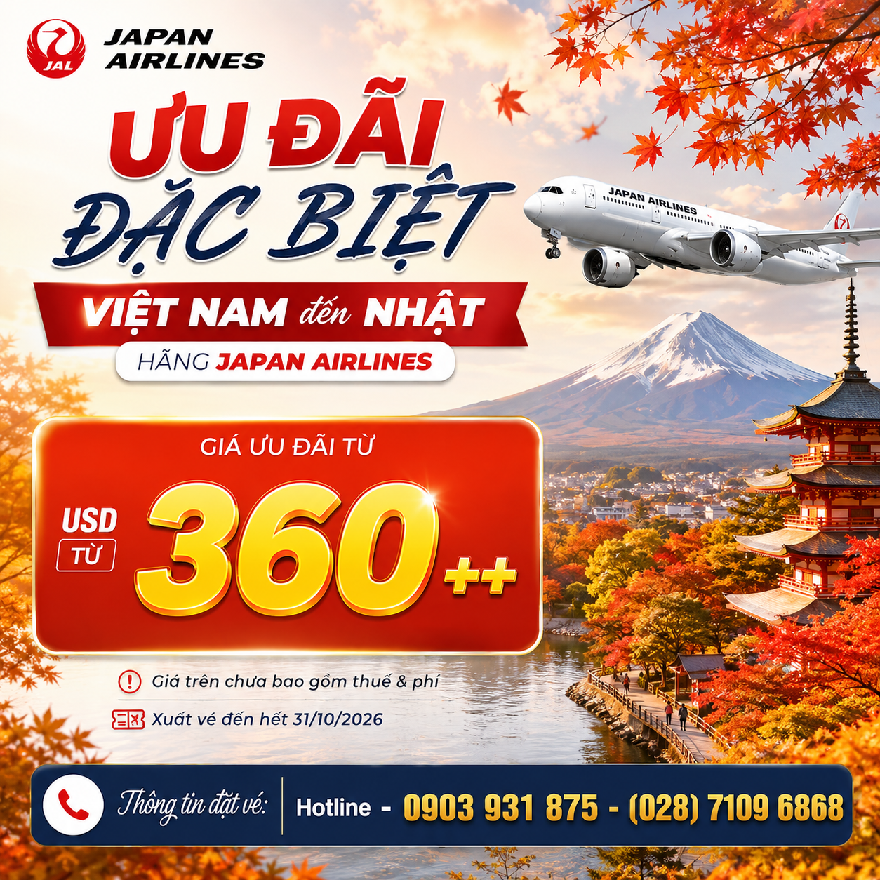  ƯU ĐÃI ĐẶC BIỆT – BAY NHẬT BẢN CÙNG JAPAN AIRLINES 