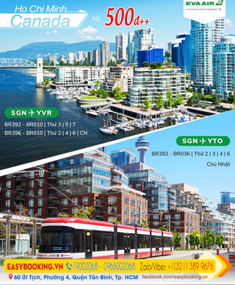 Giá rẻ Vé máy bay đi Canada từ 500usd 09-2022 | Eva Air