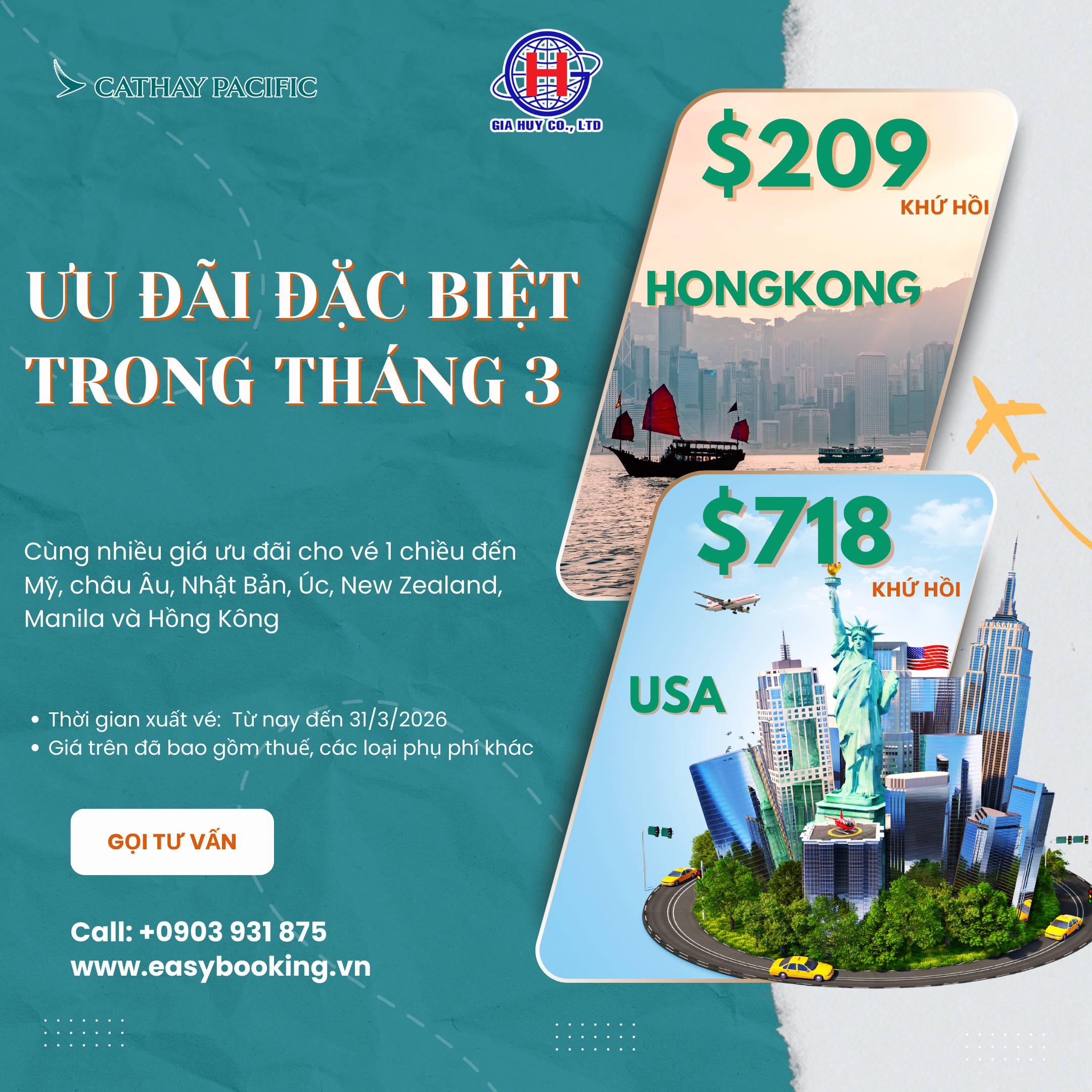 ƯU ĐÃI ĐẶC BIỆT TRONG THÁNG 3 ✈️ CÙNG CATHAY PACIFIC