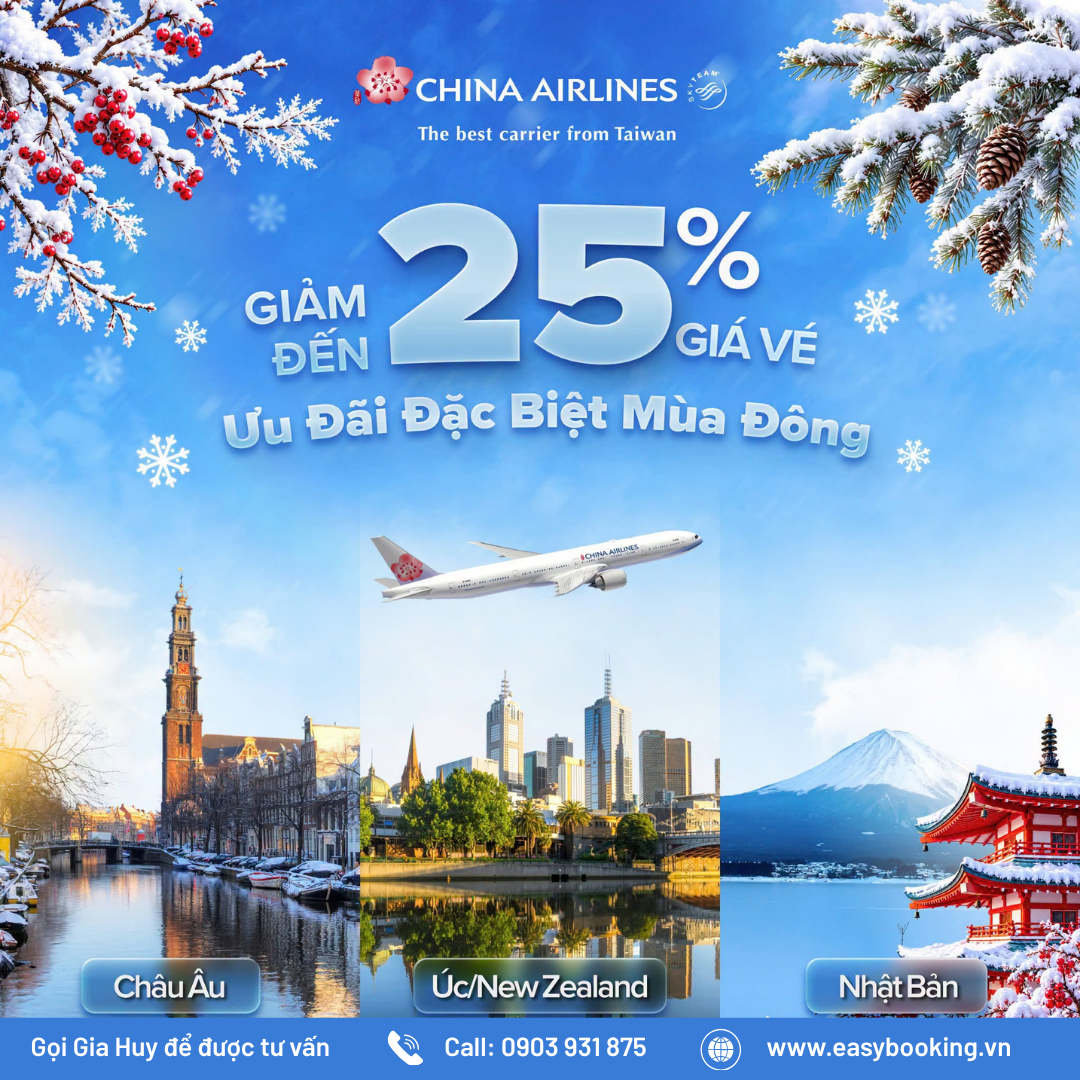 ĐÓN MÙA ĐẸP NHẤT NĂM VỚI ƯU ĐÃI ĐẾN 25% CÙNG CHINA AIRLINES
