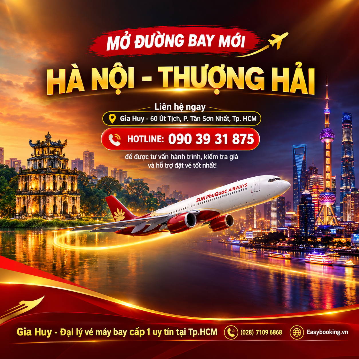 Chính Thức Mở Bán Đường bay Hà Nội đi Thượng Hải – Sun PhuQuoc Airways