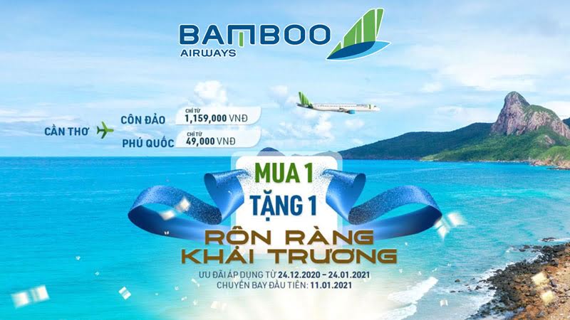 Bamboo Airways –  Triển Khai Khuyến Mãi Kích cầu " Mua 1 tặng 1" Cho Các Đường Bay Mới