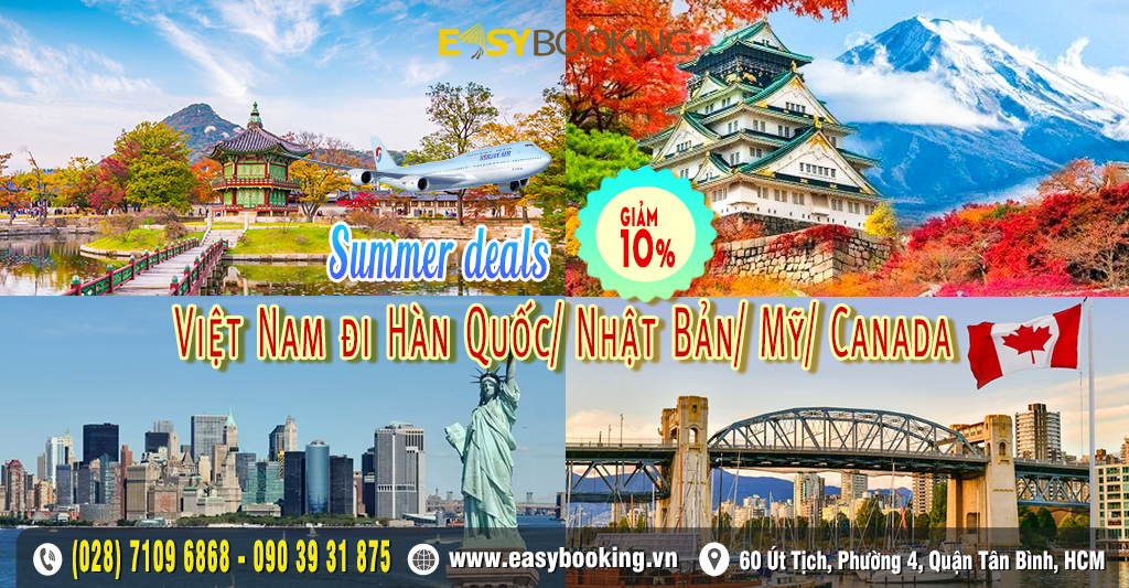Summer Deal - vé hè bay Hàn - Nhật - Mỹ - Canada giảm 10 giá vé - Korean Air