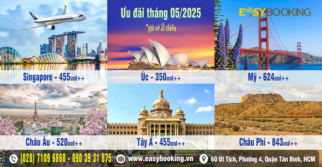Bay các nước tháng 5 giá ưu đãi tại Easybooking - Singapore Airlines