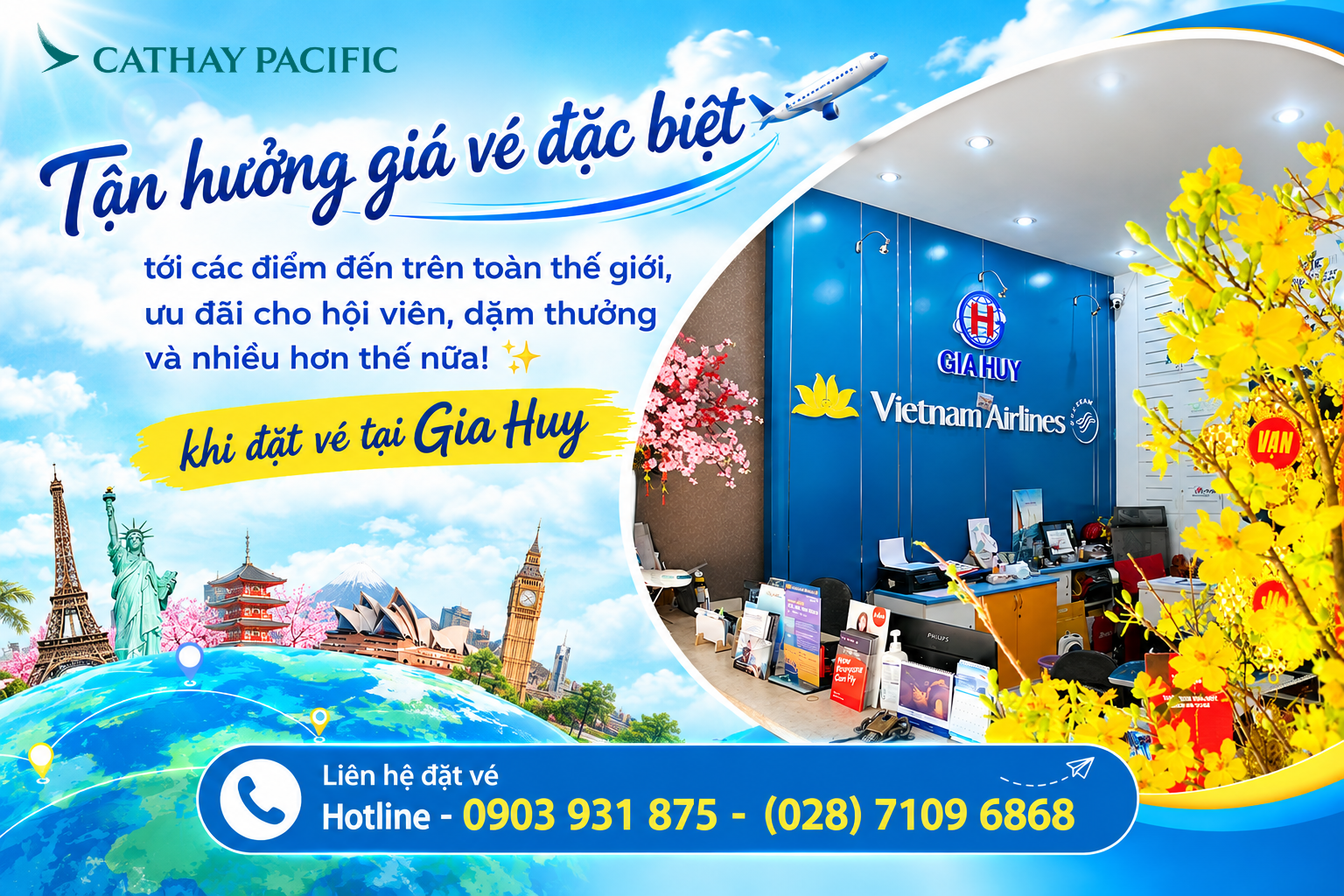 CATHAY PACIFIC – TẬN HƯỞNG GIÁ VÉ ƯU ĐÃI ĐẾN CÁC ĐIỂM ĐẾN QUỐC TẾ 