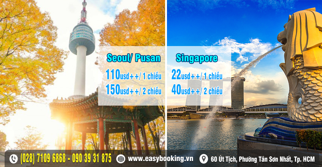 Săn vé máy bay Singapore - Hàn Quốc giá từ 22usd - Vietnam Airlines