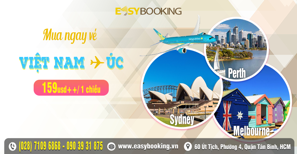 chỉ từ 159usd đặt ngay vé đi Úc 1 chiều - Vietnam Airlines Easybooking