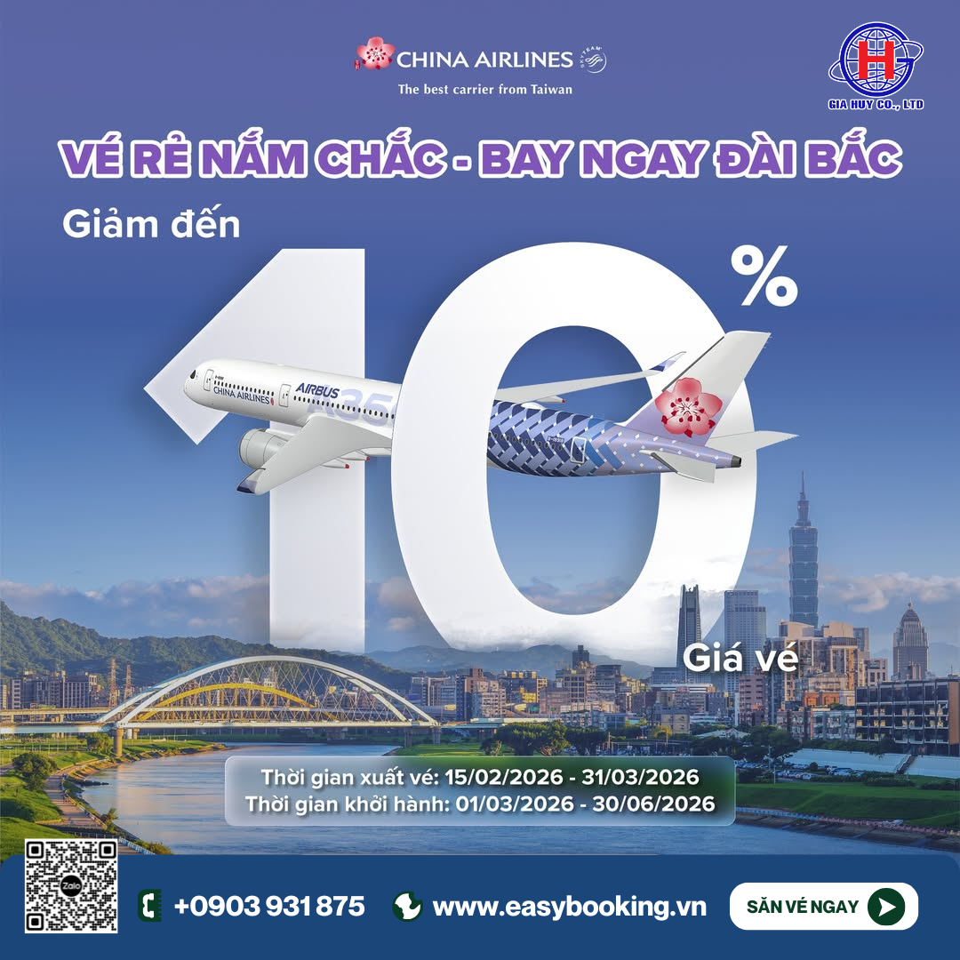  VÉ RẺ NẮM CHẮC TRONG TAY - BAY NGAY ĐÀI BẮC 